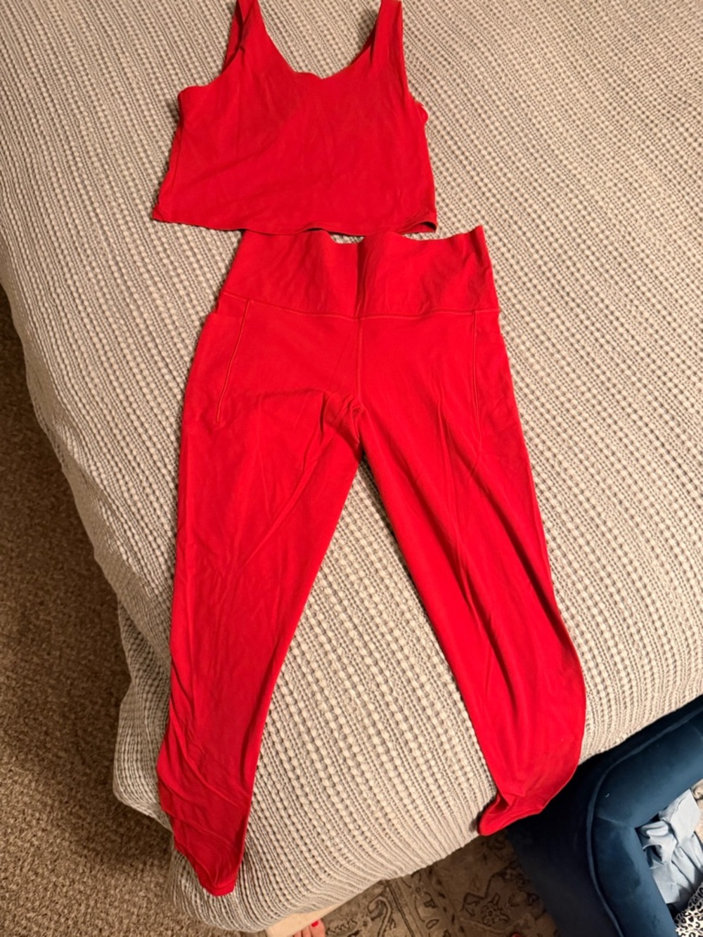 Athleta Bright Red High-Waist Leggings Sz M and matching tank top in L